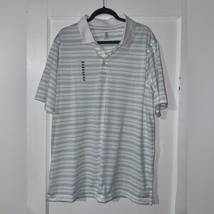 PGA Tour Men's Polo Shirt - White and Gray Stripes